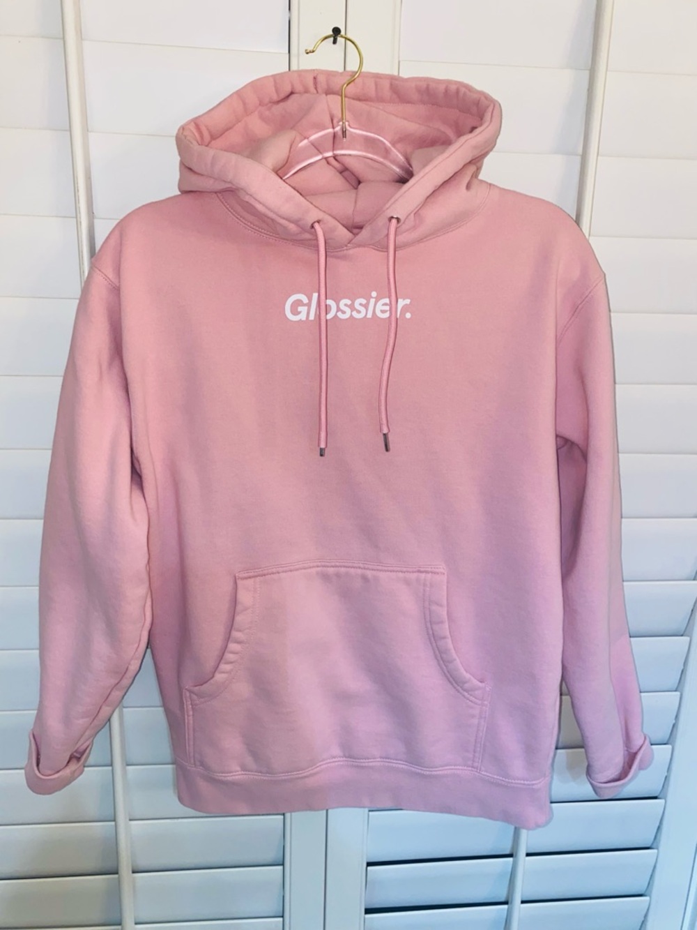 Glossier Pink Logo Hoodie Sweatshirt Great Condition Size small